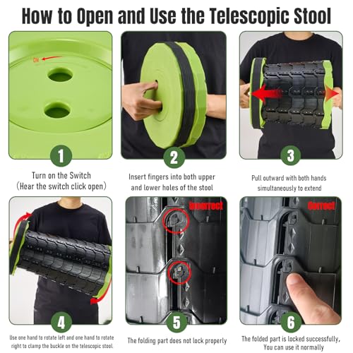 Doseno Upgraded Foldable Stool Thickened, Portable Collapsible Stool Retractable Stool for Fishing, Hiking Tours, BBQ, Parties, Outdoor Activities - color: Olive Green, size: 1pack