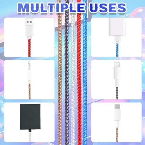 Frienda 10 Pcs Spiral Cord Protector Chargers Protector Pets No Chew Data Cable Protective Sleeve Headphone Charger Saver USB Cable Cover Wire Repair for Phone USB (Cool Colors) - color: Cool Colors