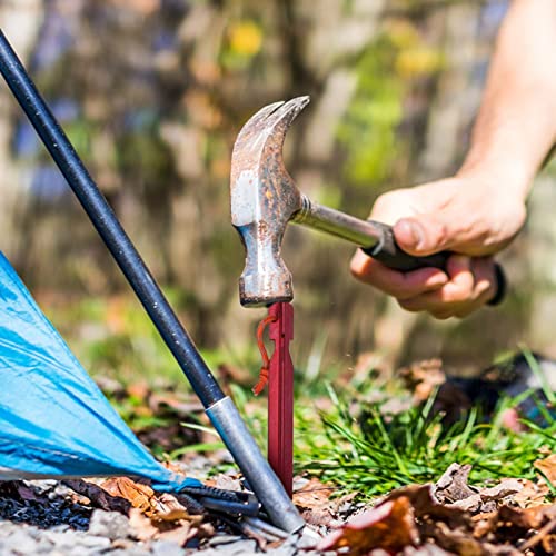 12 Pack Tent Stakes, 7075 Ground Metal Camping Aluminum Tent Pegs, Lightweight Tent Stakes Heavy Duty Spikes Camping Accessories - color: Red