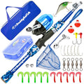 DaddyGoFish Kids Fishing Pole - Rod Reel Combo Tackle Box Starter Set - First Year Small Gear Kit for Boys Girls Toddler Youth Age Beginner Little Children - color: Blue (Essential Set), size: 4ft
