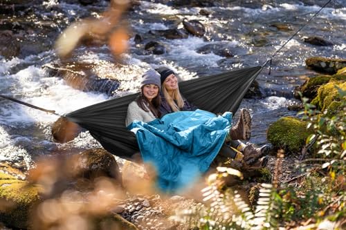 COVACURE Camping Blanket - Waterproof Outdoor Blanket, Packable & Lightweight, Warm Puffy Quilt for Camping, Hiking, Backpacking, Travel, Beach Essentials - color: Blue