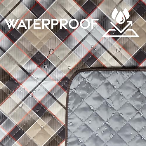 CARSTENS, INC. Easy Pack Waterproof Sandproof Picnic Blanket, Lightweight Foldable Outdoor Camping Beach Mat, Large 60"x80", Sand Plaid - color: Sand Plaid