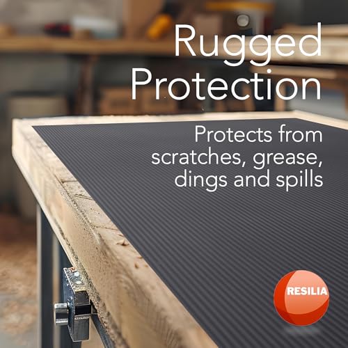 RESILIA Black V-Groove Utility Runner - Waterproof Vinyl Floor/Surface Protector, Heavy Duty Mats, Indoor Hardwood, Hard Floors, Garage, Hallway, Entryway, Kitchen, & Outdoor, 27” x 25’, Made in USA - size: 27" x 300"