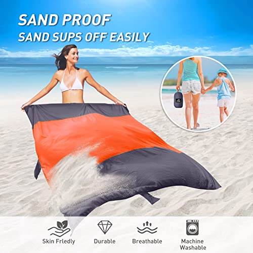 Beach Blanket Waterproof Sandproof Beach Mat 10 x 9ft Extra Large Quick Drying Oversized Lightweight Sand Free Outdoor 120"×108" Picnic Blanket for Vacation Camping Hiking - color: Dark Grey