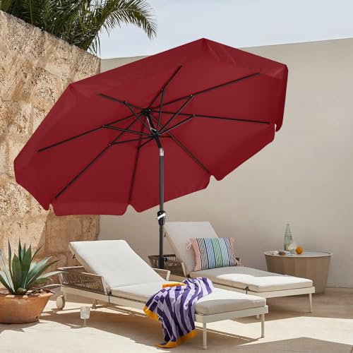 MASTERCANOPY Valance Patio Umbrella for Outdoor Table Market -8 Ribs (9ft, Burgundy) - color: Burgundy, size: 9FT