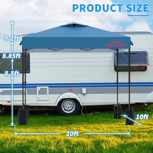 10x10 Pop Up Canopy with Sidewalls, Easy Up Canopy Tent, Heavy Duty Tents for Parties, One Person Set Up Event Tent, Light Blue - color: Light Blue, size: 10x10