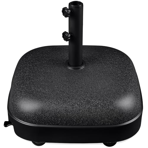 Best Choice Products 123lb Capacity Fillable Mobile Umbrella Base, Heavy Duty Market Stand for Patio, Deck, Poolside, Easy to move w/ 4 wheels - Dome Square Black - color: Black - Dome