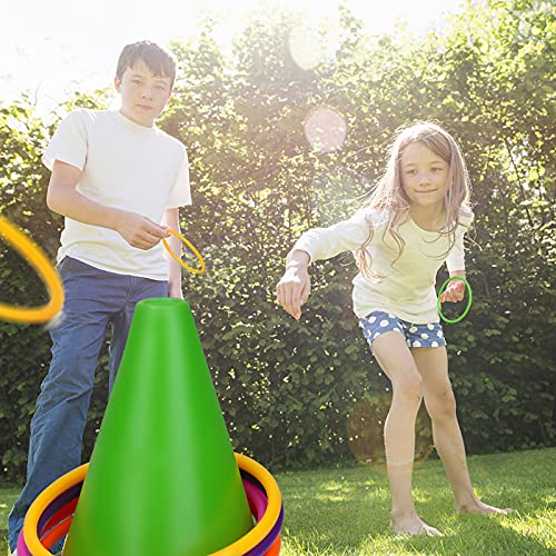 Win SPORTS 3 in 1 Carnival Outdoor Games Combo Set, Soft Plastic Cones Cornhole Bean Bags Ring Toss Games,for Kids Adults Indoor Outdoor Birthday Party Lawn Games Supplies (26 Pieces
