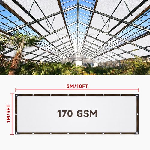 90% Fence Privacy Screen, 3x10FT Shade Cloth Outdoor, Balcony Privacy Screen, Decor Fence Covering Patio, Blockage High Density Mesh for Yard/Garden/Plants, with Cable Zip Ties-White - color: White, size: 3X10FT