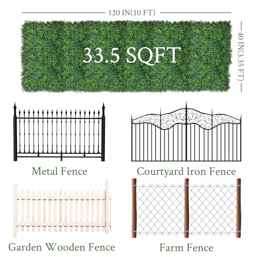 Artificial Ivy Privacy Fence Screen:40"x 120" (34 SQFT) 4-Layer Leaf UV-Anti Faux Greenery Boxwood Backdrop Ivy Vine Leaf Fence Panels for Outdoor, Indoor, Garden,Backyard and Decor - color: Boxwood, size: 40"x120"