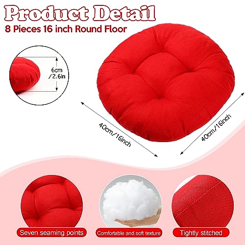 Fumete 8 Pcs 16 Inch Round Floor Cushions for Kids and Toddlers, Flexible Seating Classroom Furniture Floor Pillow for Home, Daycare, Preschool, Yoga and Meditation (Red) - color: Red