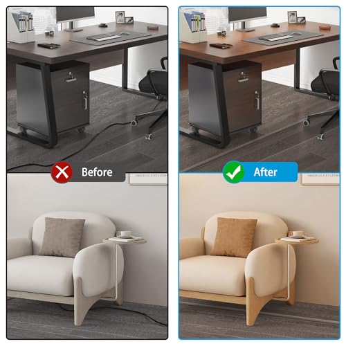 Floor Cord Cover 6ft, Cord Hider Floor Gray Wood, Cable Management Prevent Trips, Cable Cover Wire Covers for Electric Power Cords, Wire Protector Cavity W0.47in x H0.28in Grey - color: Grey Oak Wood, size: W1.2'' x L6'