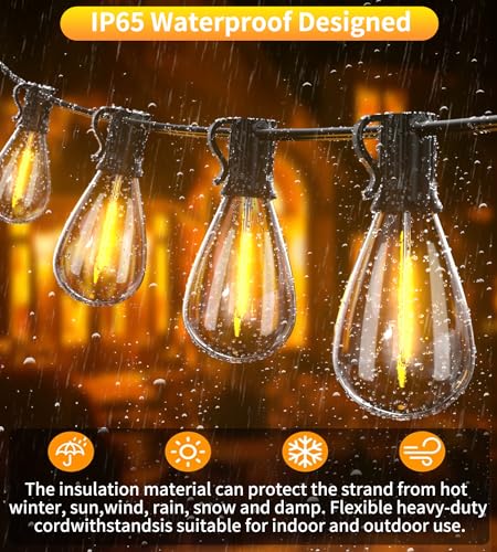 Tenmiro 200FT Outdoor String Lights, Ultra Long LED Patio Lights with Shatterproof High Brightness S11 Edison Bulbs, Outside Hanging Light Waterproof for Backyard Deck Porch Party Decor 2700K - size: 200FT