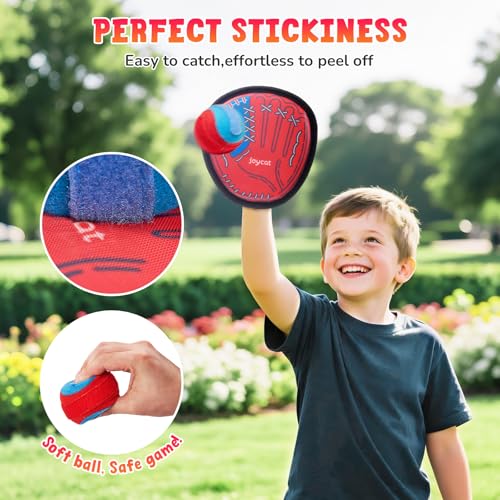 JoyCat Toss and Catch Ball Game, 2 Adult & 2 Kids Paddles Sticky Ball Set, Family Outdoor Catch Game for Beach, Backyard & Pool, Birthday Gifts for Boys Girls Ages 3+ - style: 2 Kid Paddles 2 Adult Paddles