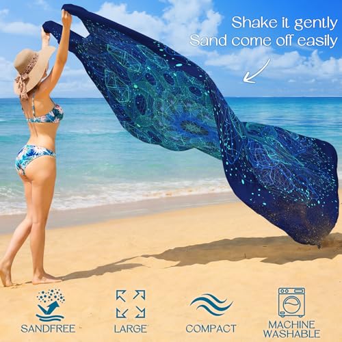 BYDOLL Beach Blanket 78''X81'' Waterproof Sandproof Suits1-4 Adults Oversized Lightweight Large Blanket Picnic Mat for Beach Sand Free Travel Camping Hiking Picnic - color: Geometry, size: 78"X81"