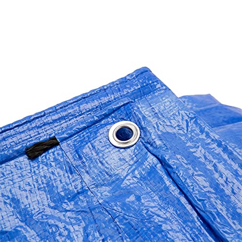 Grizzly Tarps by B-Air 10' x 14' Large Multi-Purpose Waterproof Heavy Duty Poly Tarp with Grommets Every 36", 8x8 Weave, 5 Mil Thick, for Home, Boats, Cars, Camping, Protective Cover, Blue - size: 10x14