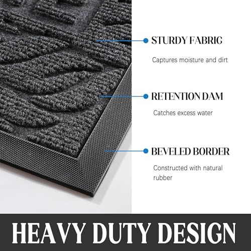Yimobra Large Welcome Mat 47x32, Waterproof Non-Slip Outdoor Mats for Front Door Outside Entrance, Low-Profile Entryway Mat Indoor for Garage Patio, Grey - color: Grey, size: 47x32 Inch