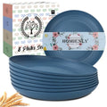 Homienly Dinner Plates Set, Alternative to Plastic Plates,Wheat Straw Plate Set of 8,Lightweight Microwave and Dishwasher Safe Plate,Unbreakable Salad Plates for Kitchen, Camping (Blue,10 inch) - color: Blue, size: 10 Inch
