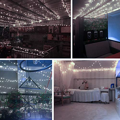 2 Pack 200 LED Solar String Lights, 85.2ft 8 Modes Solar String Lights for Outside, Waterproof and Solar Powered Outdoor String Lights for Holiday Christmas Yard Garden Tree Wedding Party (Cold White) - color: White