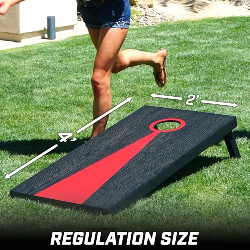 GoSports 4 x 2 ft Regulation Size Wood Cornhole Boards - 10 Vintage Wood Designs (Choose Your Style) - color: Dark
