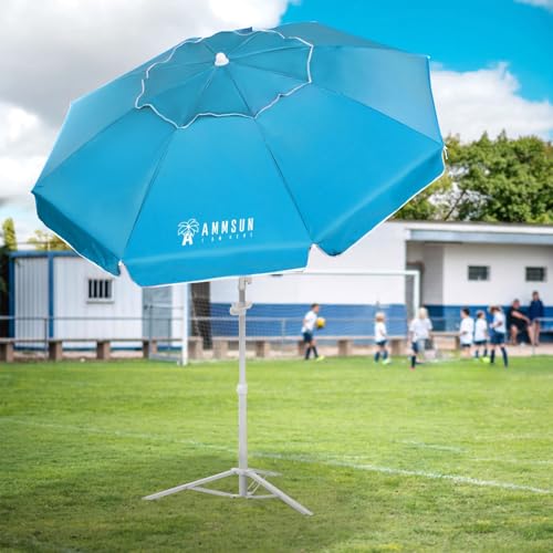 AMMSUN Shade Umbrella, Premium Portable Umbrella with Stand, 6.5ft Lightweight Free Standing Canopy for Sporting Games, Adjustable Instant Sun Protection and Easy to Carry, Light Blue - color: Light Blue