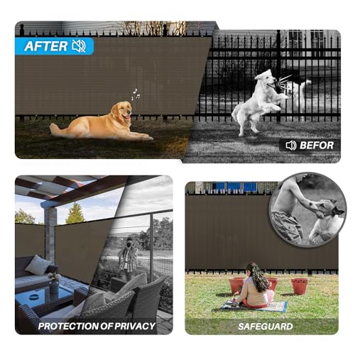 Patio Paradise 4' x 50' Brown Fence Privacy Screen, Commercial Outdoor Backyard Shade Windscreen Mesh Fabric with brass Gromment 85% Blockage