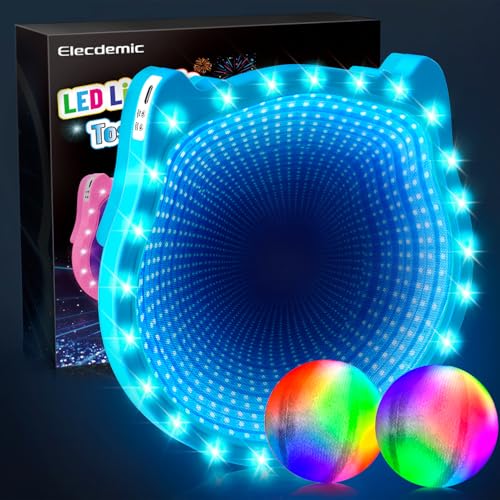 3D LED Light Up Toss Catch Ball Game Set Toys for Back Yard Outdoor Party Favors Glow in Dark Sticky Paddle Baseball Gift Age 3 4 5 6 7 8 9 10 11 12 Years Old Girls Boy Kid Family Adult - color: Blue 1 Paddle 2 Balls