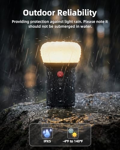 EZVALO LED Rechargeable Camping Lantern, 6000mAh Emergency Outdoor Tent Light for Camping, IPX5 Water Resistant Portable Tent Lantern for Hiking, Backpacking, Fishing, Hurricane, Outages (Black) - color: Black