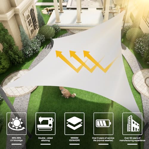 Sun Shade Sail Canopy, 10'x 10' Rectangle 95% UV Block Shade Cover for Outdoor, Backyard Patio, Lawn, Garden, Sandbox Carpor Light Gray - color: Light Gray, size: 10' x 10'