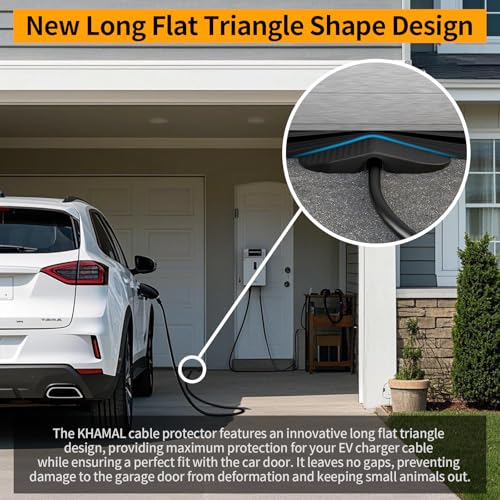 KHAMAL Ev Charger Cable Protector Garage Door Pass Through - Heavy Duty Cable Guard Protector for Tesla All Model 3/Y/X/S and Mobile Connectors & Wall Chargers