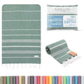 GOQAN Turkish Beach Towel Oversized 39x71 | Thin, Lightweight, 100% Cotton and Sand Free Towel is Suitable for Beach, Bathroom, Pool, Travel & Swim - Tropical G - color: Tropical Green, style: Lucky
