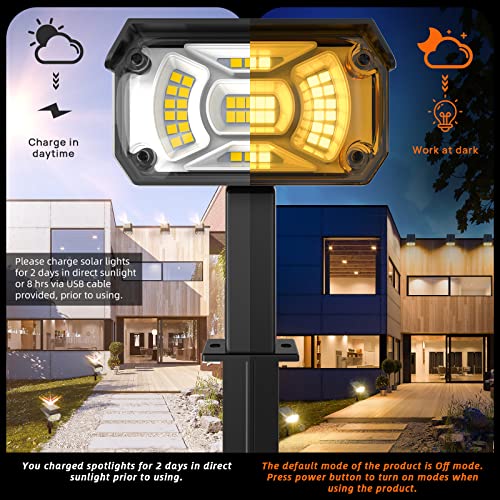 LEREKAM 3 Brightness Modes Solar Outdoor Lights, 360 Degree Adjustable Lighting Angle with 40 LED's, Spotlights Outdoor Waterproof Auto On or Off Solar Garden Lights 8 Pack - color: Warm White, size: 8 Pack