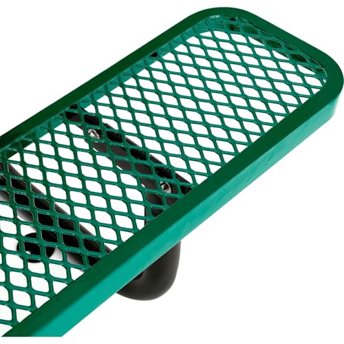 Global Industrial 6’L Rectangular Picnic Table, Expanded Metal, Green Thermoplastic Coating, Attached Benches, 1-1/2” Umbrella Pole Hole, Outdoor-Rated, 1000 lb Capacity, 72” x 30” Tabletop - color: Green
