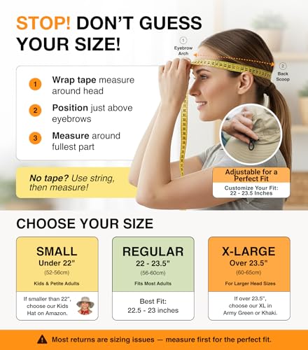 GearTOP Safari Hat for Men Sun Hats for Women UV Protection UPF 50+ Fishing, Gardening, Hiking Hat (22-23 1/2") - color: Khaki Standard 2 Pack