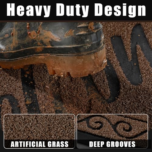 Yimobra Welcome Mat, Heavy Duty Sturdy Door Mats for Home Entrance Outdoor Indoor, Front Doormat for Outside Patio Floor Entry Porch Garage Office, Waterproof, Low Profile, 36x24, Coffee - color: Coffee, size: 36x24 Inch