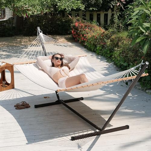 Lazy Daze Hammocks Portable 2 Person Heavy Duty Steel 12 FT Hammock Stand with Hooks and Chains for Outside, Patio, Backyard, 450 Pounds Capacity, Coffee Frosted - color: Coffee Frosted, size: 12 FT