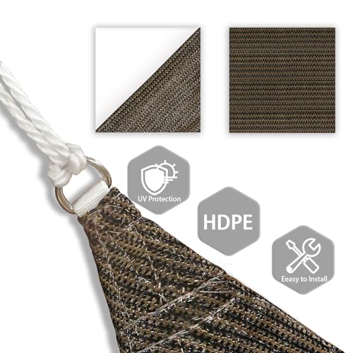 Patio Paradise 3' x 3' x 3' Sun Shade Sail Triangle Canopy Shade Cloth Fabric Sunlight Block Patio Pergola Cover HDPE Deck Awning for Outdoor Backyard Roof Shading, Brown - color: Brown, size: 3' x 3' x 3'