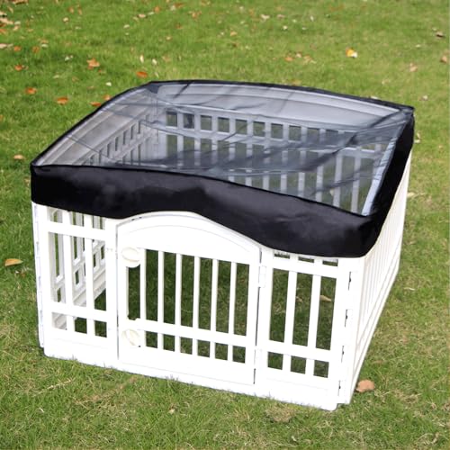 Dog Playpen Mesh Top Cover for 36" Inch Pet Playpen with 4 Panels, Dog Crate Cover Pet Tent Puppy Play Pen Cover, Ideal for Indoor/Outdoor Use. Note: Playpen Not Included (Pure Black) - color: PureBlack