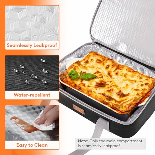 Lifewit Insulated Double Decker Casserole Carrier, Expandable Lasagna Lugger Tote Bag for Hot or Cold Food, Fits 9" x 13" Baking Dish for Potluck Parties, Picnic and Cookouts, Black-Flowers - color: Black-Flowers