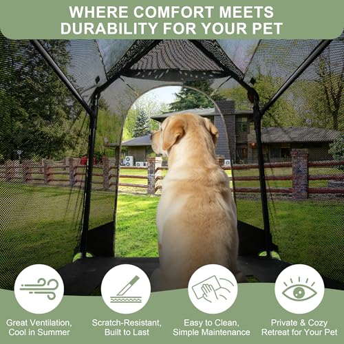 Outdoor Dog House, Kennel with Canopy, Waterproof and Breathable Pet Tent House for Medium Dogs, Foldable Dog Shelter with Shade Roof for Camping, Travel and Backyard, M - style: M