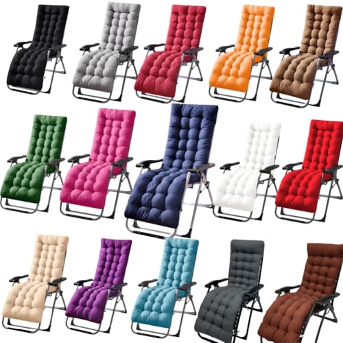 Patio Chaise Lounger Cushion， Rocking Chair Sofa Cushion with 6 Ties， Thick Padded Swing Bench Cushion， Zero Gravity Chair Cushion61x19x3in (Purple) - color: Purple