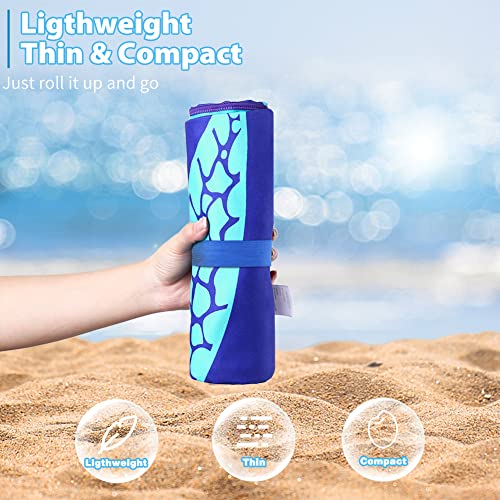 2 Pack Microfiber Lightweight Beach Towel 71"x32" Oversized Extra Large Thin Sand Free Towels Travel Swim Pool Yoga Gym Camping for Adults Women Men Beach Essentials Accessories Vacation Gift - color: Turtle Flamingo