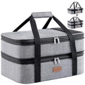 Lifewit Insulated Double Decker Casserole Carrier, Expandable Lasagna Lugger Tote Bag for Hot or Cold Food, Fits 9" x 13" Baking Dish for Potluck Parties, Picnic and Cookouts, Grey - color: Grey