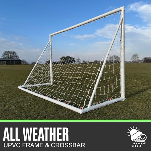 QUICKPLAY Q-Fold Soccer Goal | 30-Second Folding Design for Easy Setup | Portable & Weatherproof uPVC Soccer Goal for Backyard | Durable Post for Adults & Kids - style: 10 x 6'