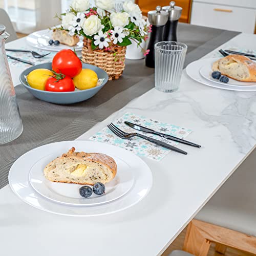 POSATE 60PCS White Disposable Plastic Plates, Heavy Duty Plates for Wedding/Party, 30PCS Dinner Plates 10.25’’ and 30PCS Dessert/Salad Plates 7.5’’, White Plates for Party Event - color: White