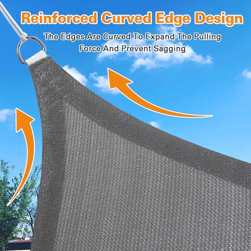 Artpuch Sun Shade Sail, 28'X28'X28' Dark Grey Triangle, Curved Edged Sun Shade, Commercial Grade 185GSM HDPE UV Permeable Outdoor Shade Cloth for Deck, Backyard, Patio (Custom Sizes Made)