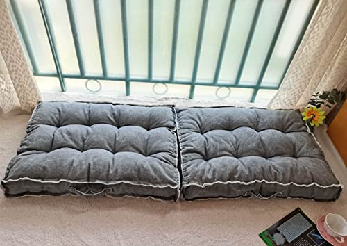 Large Floor Pillow Meditation Cushion,Tufted Seat Cushions Kids Reading Nook Cushion Floor Pillows Seating for Adults,Thick Floor Cushion Sitting Pillow for Living Room Balcony Outdoor（Gray）