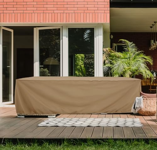 Tempera Patio Furniture Cover Waterproof,Outdoor Dining Table and Chair Covers, Outdoor Couch Cover, Heavy Duty for Winter, Rectangle, 74''L x 47''W x 27.8''H, Taupe - color: Taupe, size: 74''L x 47''W x 27.8''H