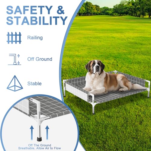 Elevated Dog Bed with 3-Sided Fence - Raised Pet Bed with Non-Slip Feet, Durable Elevated Couch for Medium Dogs, Indoor/Outdoor Use with Easy-Clean Fabric - size: M
