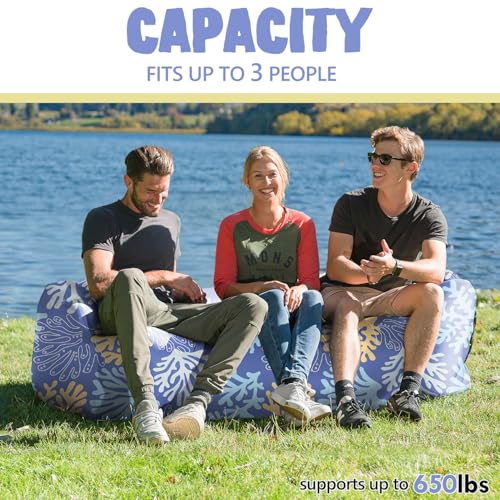 AlphaBeing Inflatable Lounger Beach Chair Accessories, Air Sofa Hammock Inflatable Couch for Camping Backyard Lakeside with Compression Sacks, Ideal Outdoor Gifts for Adults - color: Coral Lightblue